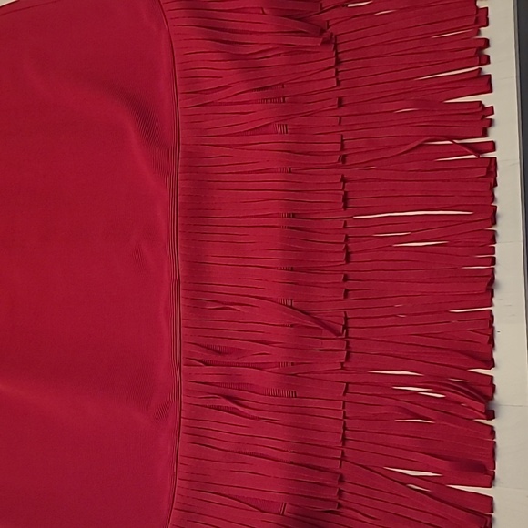 EUC Adrianna Papell Red Double Fringe Hem Sleeveless Cocktail Dress - Picture 4 of 14